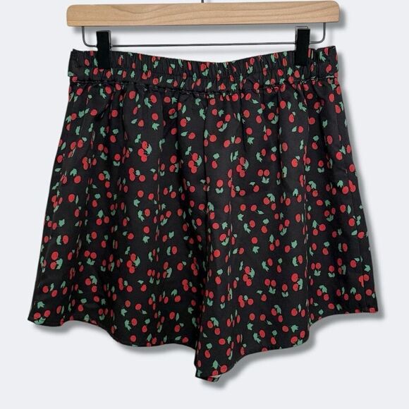 Allegra K Navy Blue Cherries Tie Shorts Sz M - Picture 9 of 9